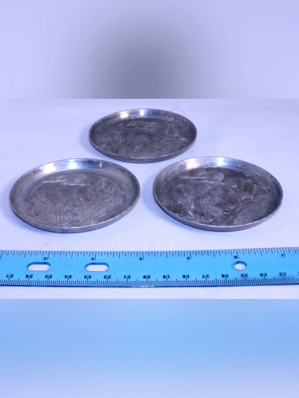 Vintage Drink Coasters with Mallard Duck Hand-forged hammered Aluminum